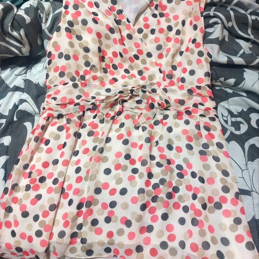 Polka Dot Sheer Sleeveless Top Sz M